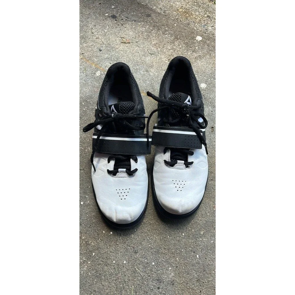 Reebok Men's Weightlifting Sneakers Black/White Lace-Up Hook & Loop Low Top